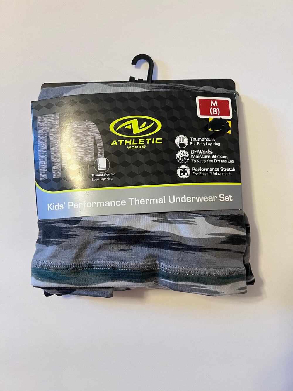 Athletic Works Thermal Underwear Set Boys Thumbholes Pajamas Set Size M (8)